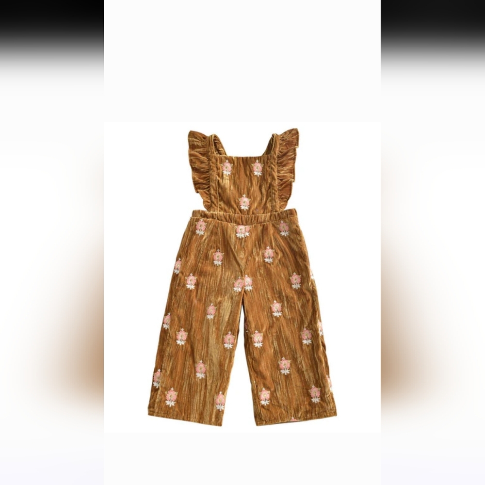 Louise Misha Brown Floral Ruffle Jumpsuit